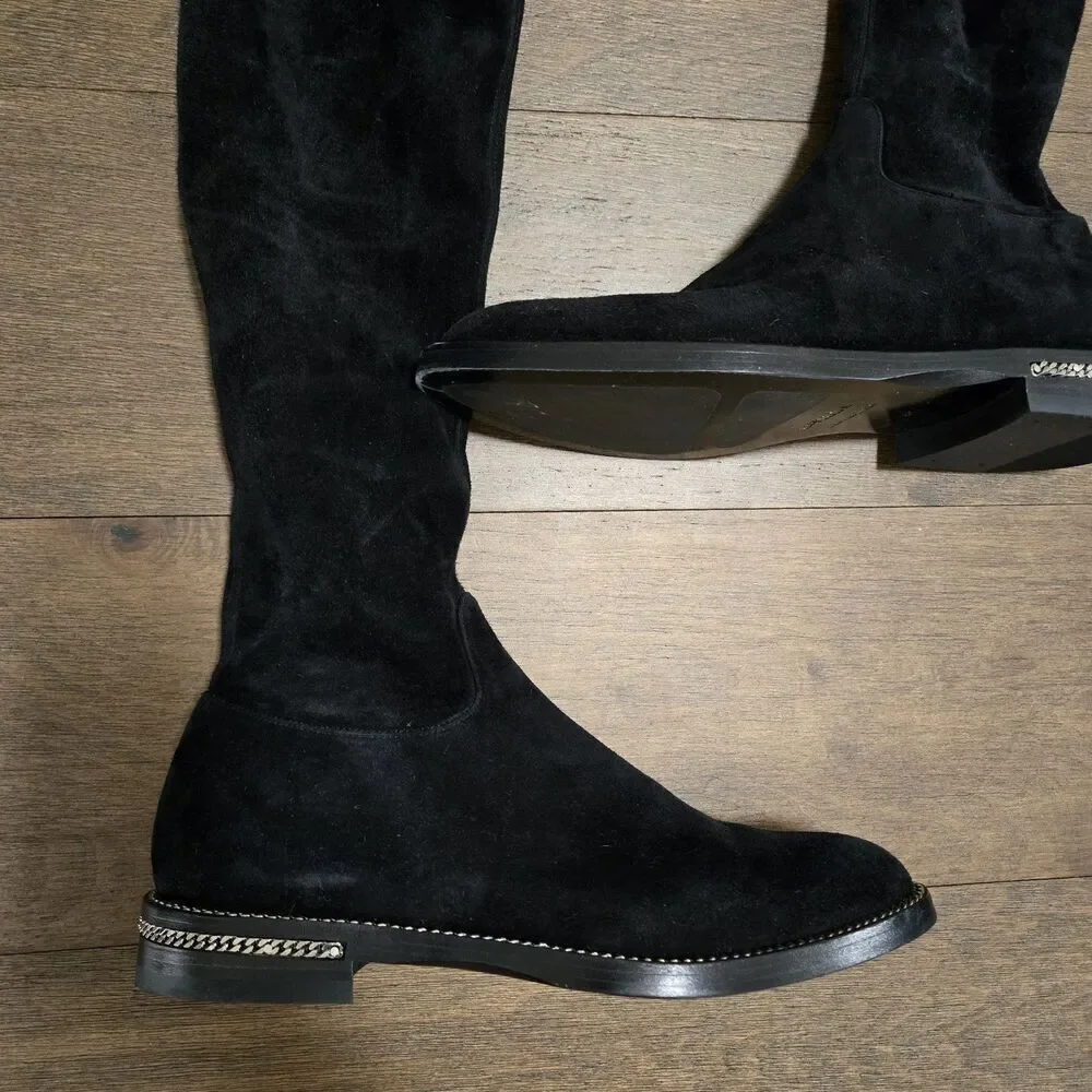 Le Silla Leather Black Over The Knee Suede Boots Size 40